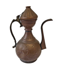 Antica vecchia teiera vintage caffettiera brocca in rame e ottone IN STILE ARABO