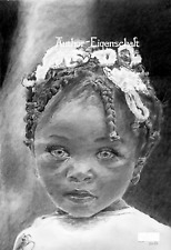 RAGAZZA AFRICANA disegno a matita originale 24x33 cm 