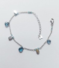 Bracciale in argento 925 con gocce di topazio london, argento con cubic zirconia