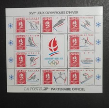 Francia 1992 Blocco Francobolli 14 Giochi Olimpici Albertville Sci Nuovo MNH