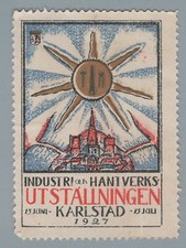 ES0320 Francobolli Poster: Karlstad 1927 Esposizione dell'industria e delle manifatture