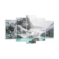 Quadro su Vetro 160x85cm Montagne Lago Neve Stampe Immagini Moderni Murale