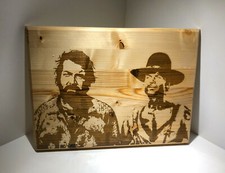 Quadro in Legno - Incisione Laser - Bud Spencer Terence Hill 40 cm x 30 cm sp 2c