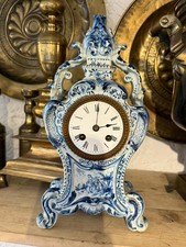 Spettacolare orologio d'appoggio metà ottocento in maiolica dipinta_Funzionante