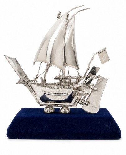 Nave vela vintage argento - vela, in