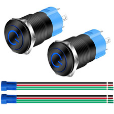 Interruttore a Pulsante a Scatto Nero in Metallo Da 12Mm 12V-24V 3A Simbolo Di A