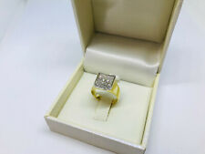 1 anello uomo mignolo Oro giallo bianco 18kt quadrato concavo Diamanti naturali 