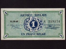 Belgio: P-M1, 1 franco, 1946 * emissione militare * ESERCITO * EF-AU *