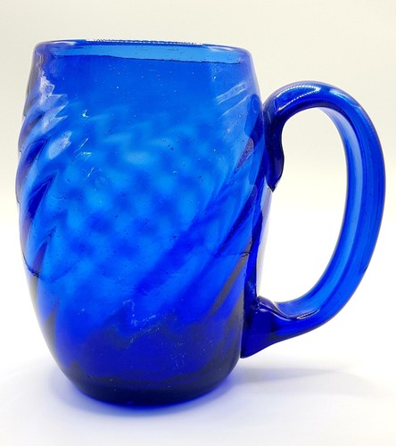 Blue ribbed glass - , mid