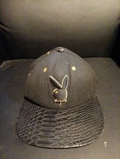 Playboy Premium Bunny Leather Bill Black/Gold Adjustable Snapback Hat Cap
