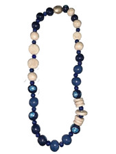 Collana Etnica in pasta modellabile Bianca-Blu