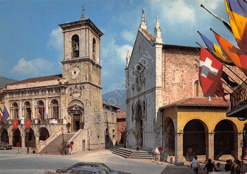 Cartolina norcia piazza san - cartolina,