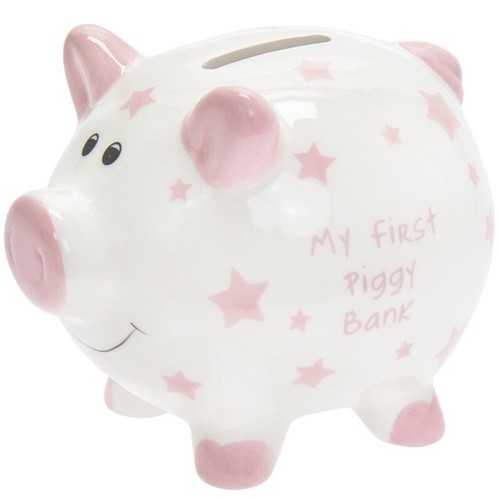 First piggy bank - first, bank"