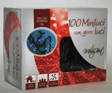100 Miniluci con gioco luci, MERRY BEST NATALE, lunghezza 4,7mt. colore blu