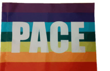  BANDIERA DELLA PACE CM 70 X 100 ARCOBALENO PEACE CON LACCI PRODUZIONE ITALIANA