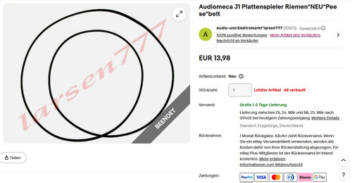 Cinghia giradischi audiomeca - cinghia,