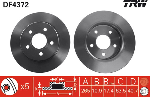 Set freni disco trw df4372 - disco,