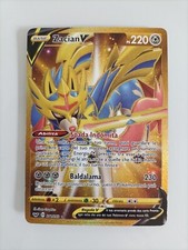 Carta pokemon Zacian V gold, in condizione ottimale, espansione spada e scudo
