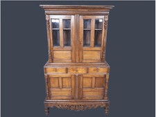 CREDENZA DOPPIO CORPO IN MASSELLO INTEGRA  ORIGINALE EPOCA XIX SECOLO RESTAURATA