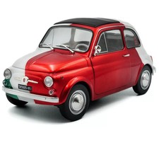 Modellino auto scala 1/18 Fiat 500 Italia omaggio colore 1965 verde bianco rosso pressofuso