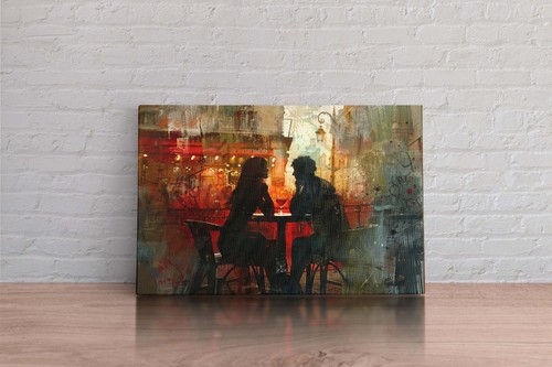 Quadro romantico coppia caffè
