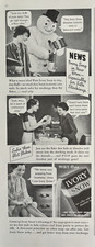 1935 Avorio Sapone Neve Detergente Pupazzo di Neve Calze Flat Flake Pubblicità Stampa Vintage