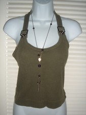 TOP PINKO VERDE MILITARE T SHIRT CAMICIA COTONE TG S BODY TOP BLUSA CORSETTO 