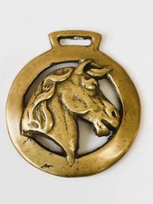 Medaglione di cavallo in ottone vintage inglese GRANDE TESTA DI CAVALLO