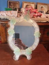 Stupendo specchio da parete o tavolo in vetro di Murano veneziano 22x28 cm