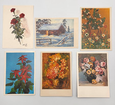 6 cartoline artistiche di pittori dipingenti con bocca o piede - vintage