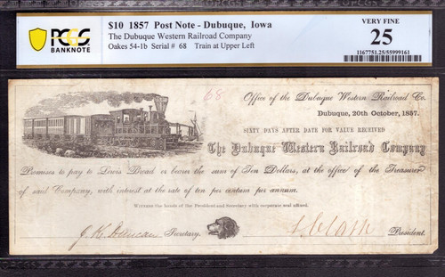1857 dubuque western - $10,