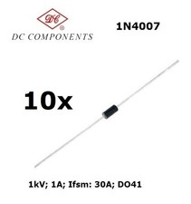 10x DC Components 1N4007, diodo raddrizzatore, 1000V 1A