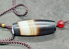 Ciondolo perline di agata tibetana antica Dzi Tibet artigianato cinese