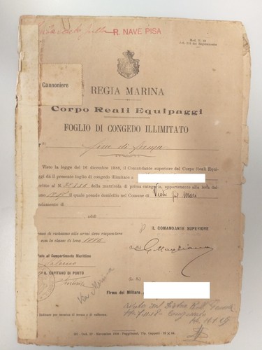 Foglio congedo cannoniere - foglio, di