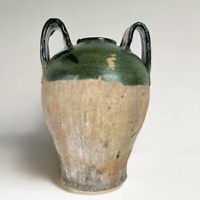Vaso Antico in terracotta giara con manici Anfora per olio smaltata Verde Orcio