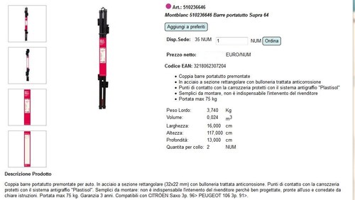 Barre portatutto carried - 64,
