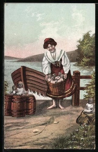 Cartolina donna con bambini
