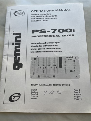 Gemini 700i mixer - gemini, ps-700i