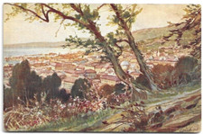 CARTOLINA DI TRIESTE ,PANORAMA - ILL. MARCHIORO - ANNI '20  non viaggiata