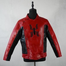Giacca di pelle Spiderman Uomo | Giacca di pelle rossa Spiderman