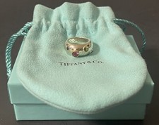 Anello originale 2001 Tiffany 925 e 18 carati pietre preziose Etoile misura 4 scatola sacchetto