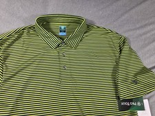 Polo golf Pro Tour Coolplay verde blu a righe manica corta taglia XL nuova con etichette