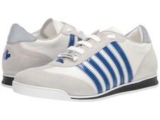 Scarpe da ginnastica DSQUARED2 Z2499 bianche/blu scamosciate nuove runner taglia EU 44 US 11 D