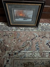 Gouache Napoletana, Fine XIX Secolo, Eruzione Vesuvio Cornice Coeva 