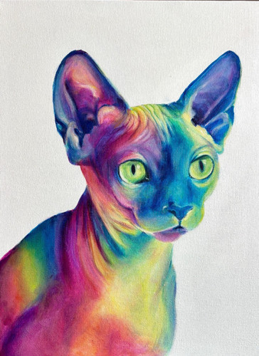 Arte originale dipinto gatto - arte,