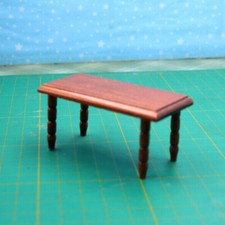 Tavolino da caffè rettangolare vintage casa delle bambole in legno miniatura scala 1:12 arredamento