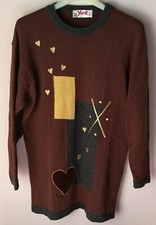 Maglione lungo donna maglia lambswool ricamo