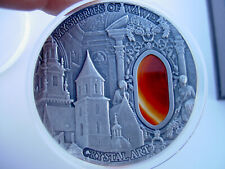 NIUE 2 $ 2013 ARGENTO 2 oz 999 MYSTERIES OF WAWEL CASTLE CRYSTAL ART AGATE STONE