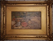 Raffaele Ragione (Napoli 1851 / Napoli 1925) "bimbi a parco Monceau"