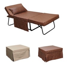 Pouf lettino pieghevole 75X75X43 cm Beny imbottito ECO PELLE sfoderabile